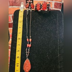 Elegant 3 Pc. Red and Black Beaded Necklace Set